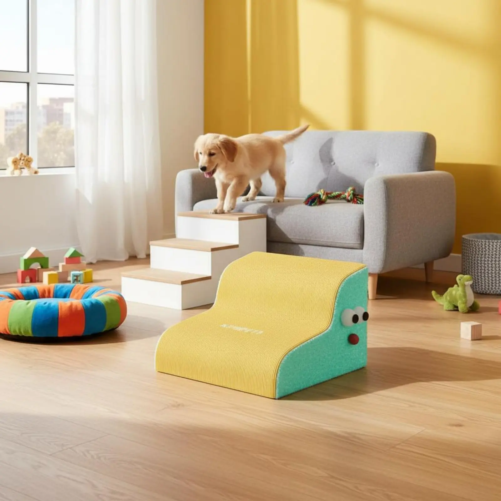 

Machine-Washable Pet Stairs Soft Cover Dog Ladder for Bed High Bed Pet Stairs Lightweight Dog Couch Ladder for Young Dogs