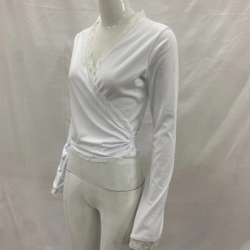 Y2K early autumn new women's sexy lace lace lace tied top slim fit long sleeved base shirt