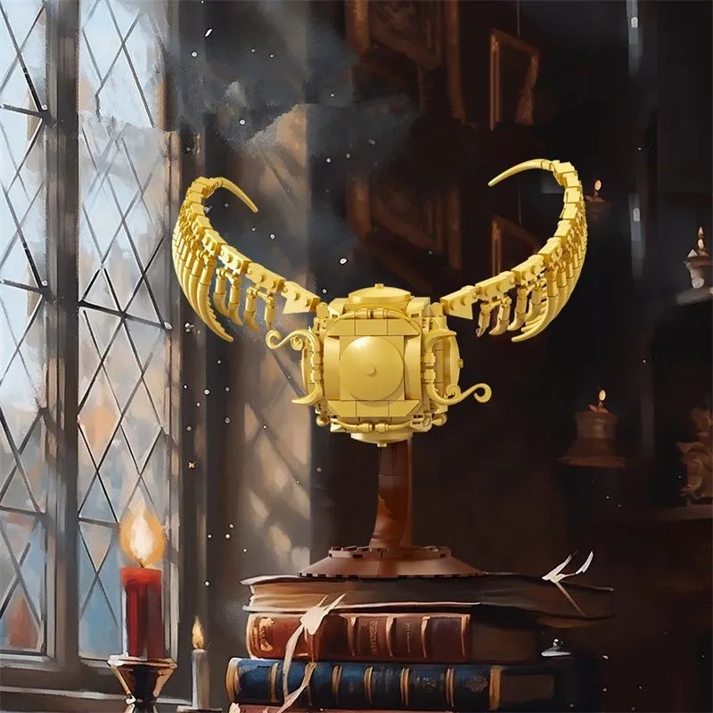Ensemble de blocs de construction MOC Golden Snitch - Modèle de ballon de Quidditch magique Briques de construction DIY Jouet d'assemblage pour enfants et adultes, décoration de bureau à domicile