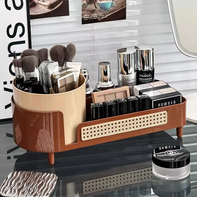 

Desktop Rotating Cosmetics Storage Box Large Capacity Lipstick Dresser Finishing Box Multifunctional Shelf