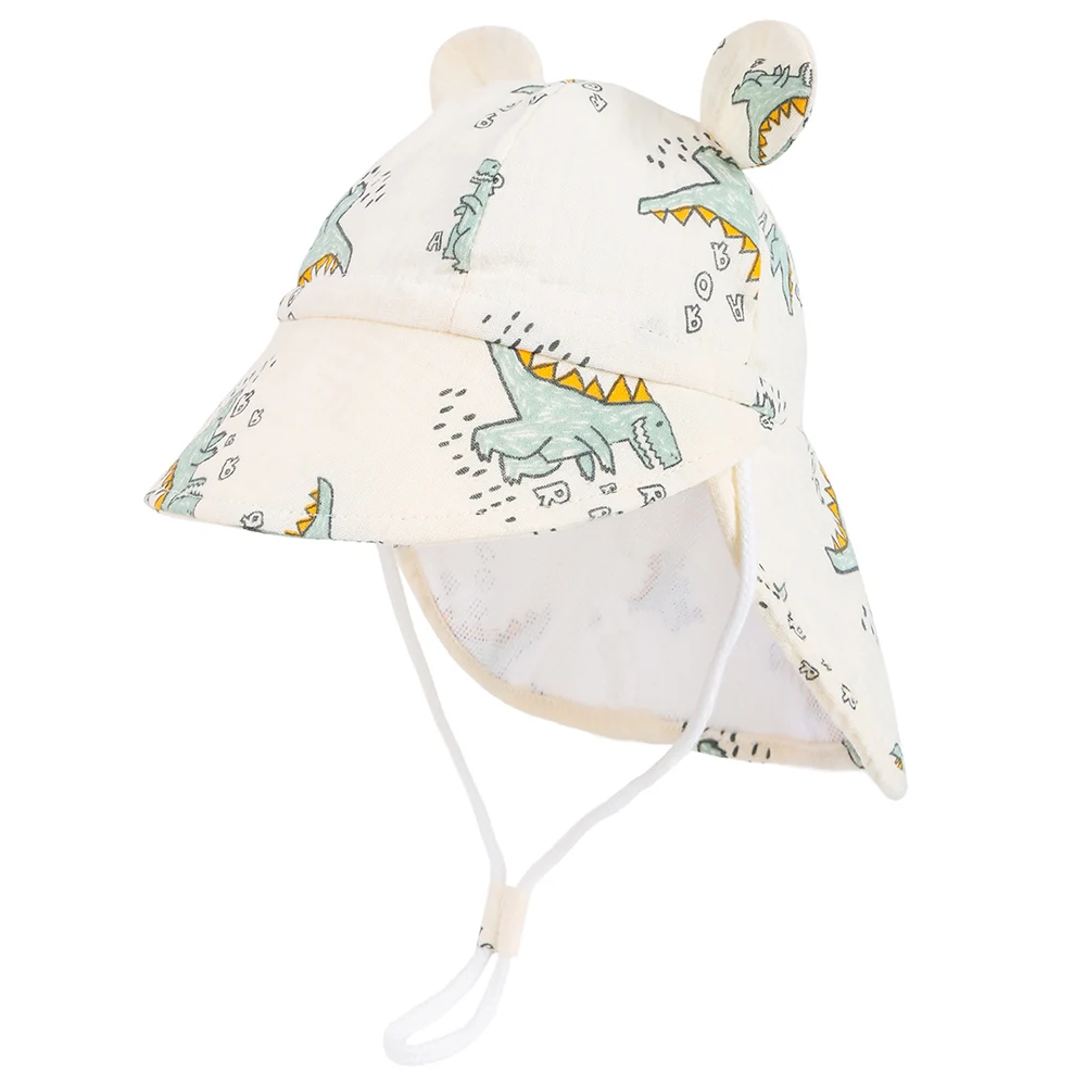 Topi Matahari Balita Musim Gugur Baru dengan Selendang Topi Aktivitas Luar Ruangan Sejuk Lembut untuk 1-3 Tahun Anak Laki-laki dan Perempuan Topi Perlindungan UV Pantai