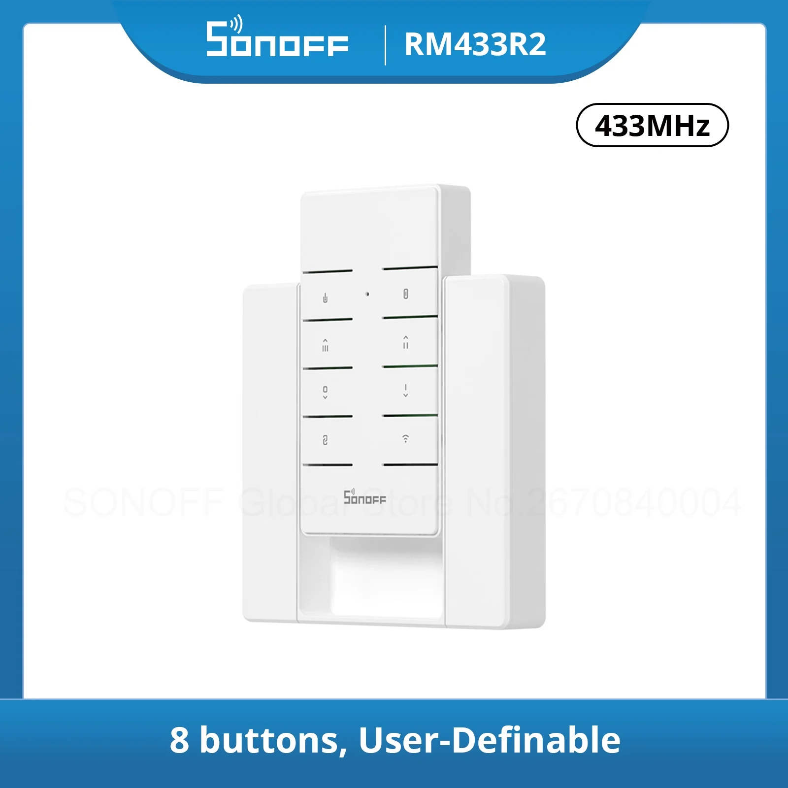 SONOFF RM433R2 Remote Control 8 Keys RF Controller Wireless Works With SONOFF RF BridgeR2 4CHPROR3 RFR2 TX Smart Home