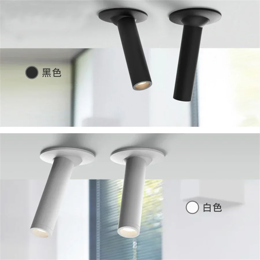 1PC Embeded Long Tube LED Ceiling Spotlight 7W Rotatable Downlight Home Kitchen Bedroom Picture Background Exhibition Decor Lamp