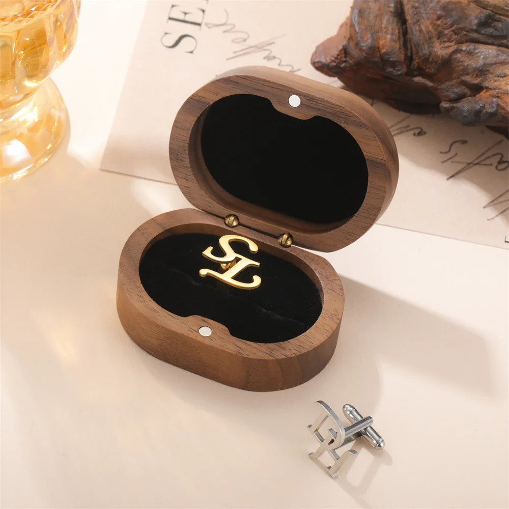 My Shape Wooden Box for Brooch Cufflinks Earrings Jewelry Gift Box Jewelry Packaging Box for Ceremony Wedding Proposal Ring New