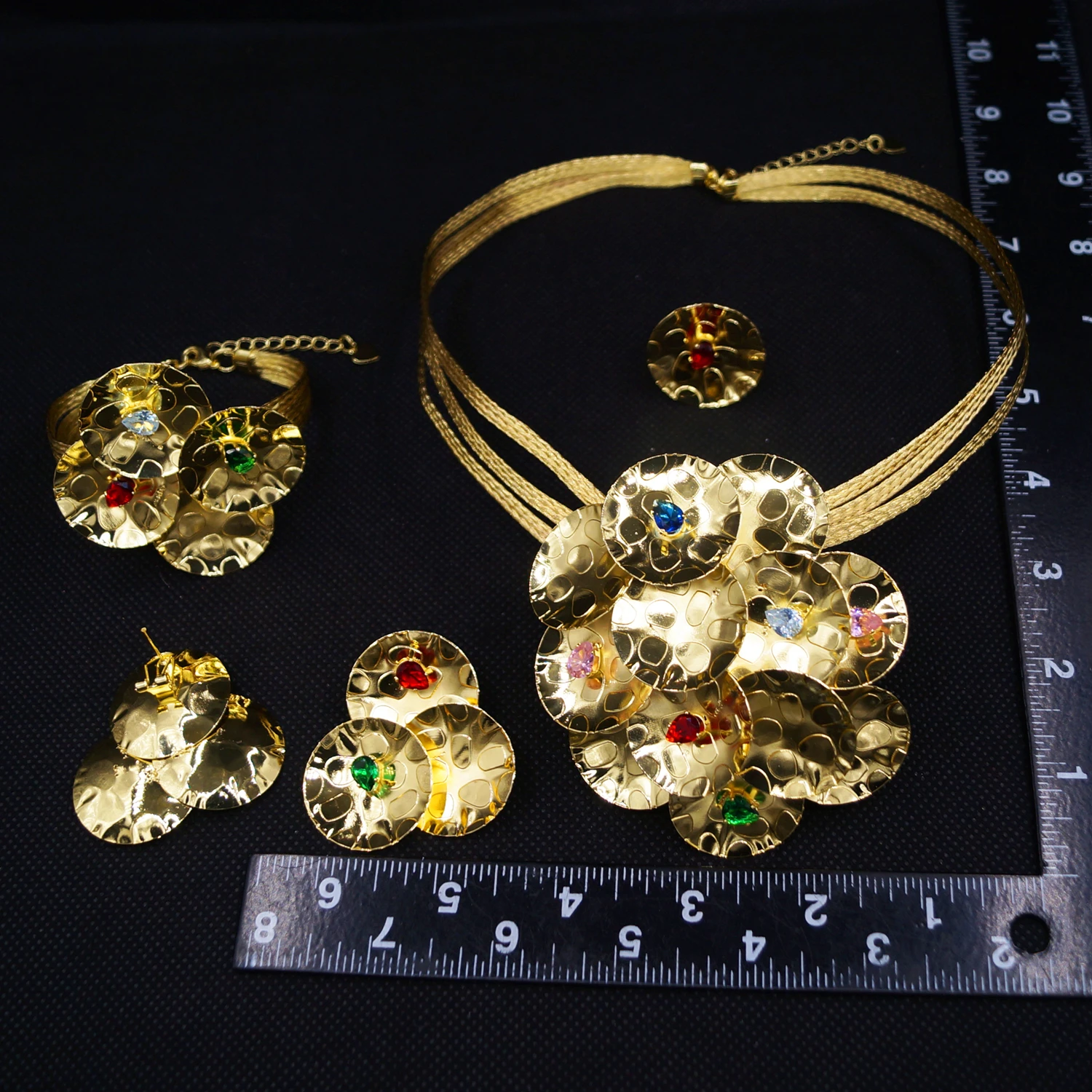 New In Women's Jewelry Sets Gold Plated Flower Necklaces Simple Earrings Italian Fashion Rings Bracelets Wedding Accessories