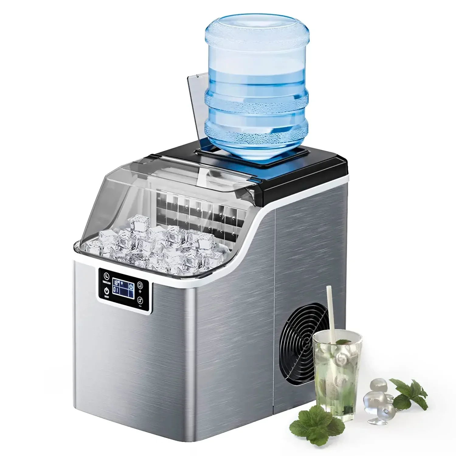 ARLIME Portable Countertop Ice Maker Machine, 45 Lbs/24H, 24 Pcs/13 Mins, 2 Ways to Add Water, Compact Self-Cleaning Ice