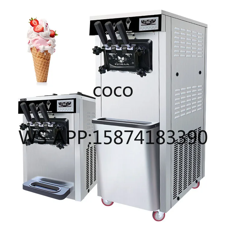 Automatic 3 Flavor Soft Ice Cream Machine Electric Yogurt Vending Maker