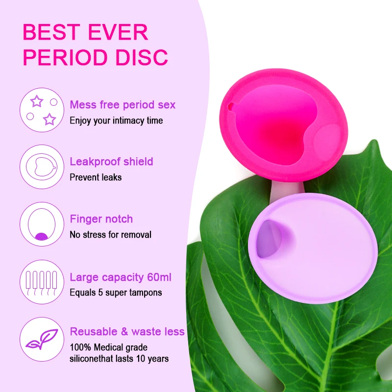 Period Disk Reusable Female Medical Silicone High/Low Cervix Menstrual Disc with Sterilizer and Case Kit Set Menstruation Cup