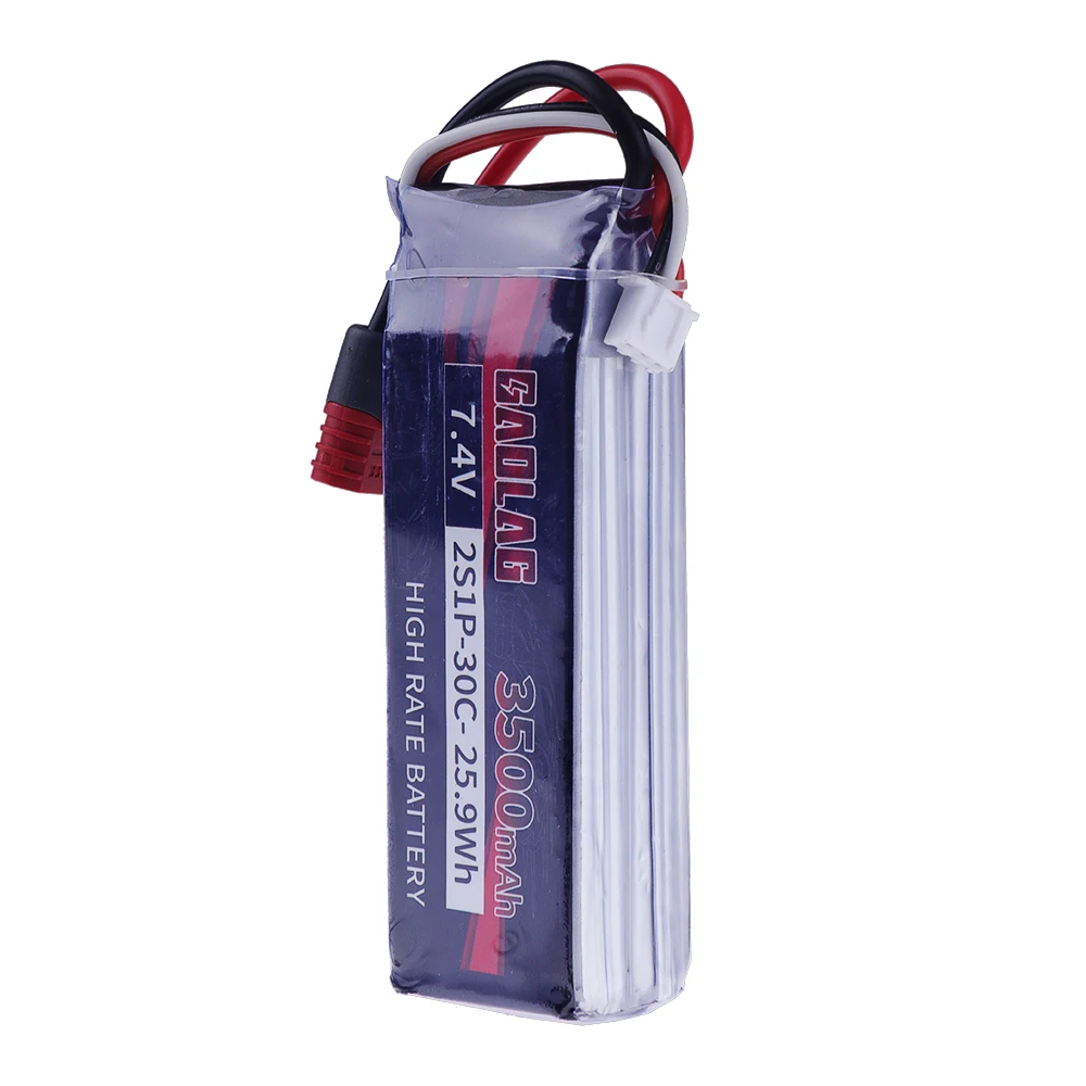 ترقية 3500mAh 7.4 فولت 2 ثانية بطارية ليبو ل RC سيارة كوادكوبتر قارب طائرات بدون طيار قطع غيار بطارية 30C مع عمداء T التوصيل 1-5 قطعة