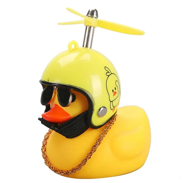 Small Yellow Bike Duck Bicycle bell Luminous Airscrew Helmet Duck Ducky Bicycle Wind Motor Riding Cycling Lights Horn