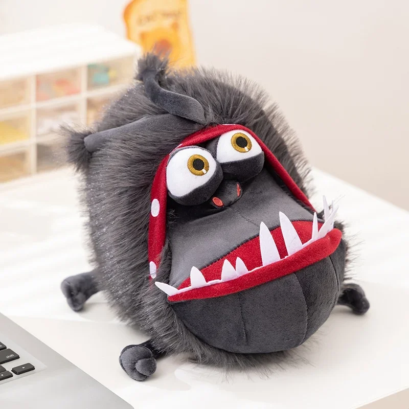 

Kawaii Gru's Vicious Dog Plush Toy Soft Fluffy Stuffed Animal Grey Dog with Big Eyes Sharp Teeth Doll Cute Gothic Plushies