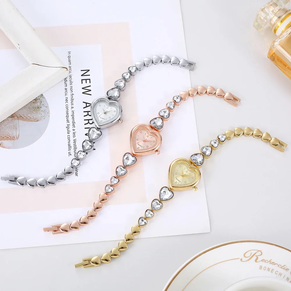 1pcs popular  watch inlaid with heart-shaped zircon bracelet foreign trade women's watch