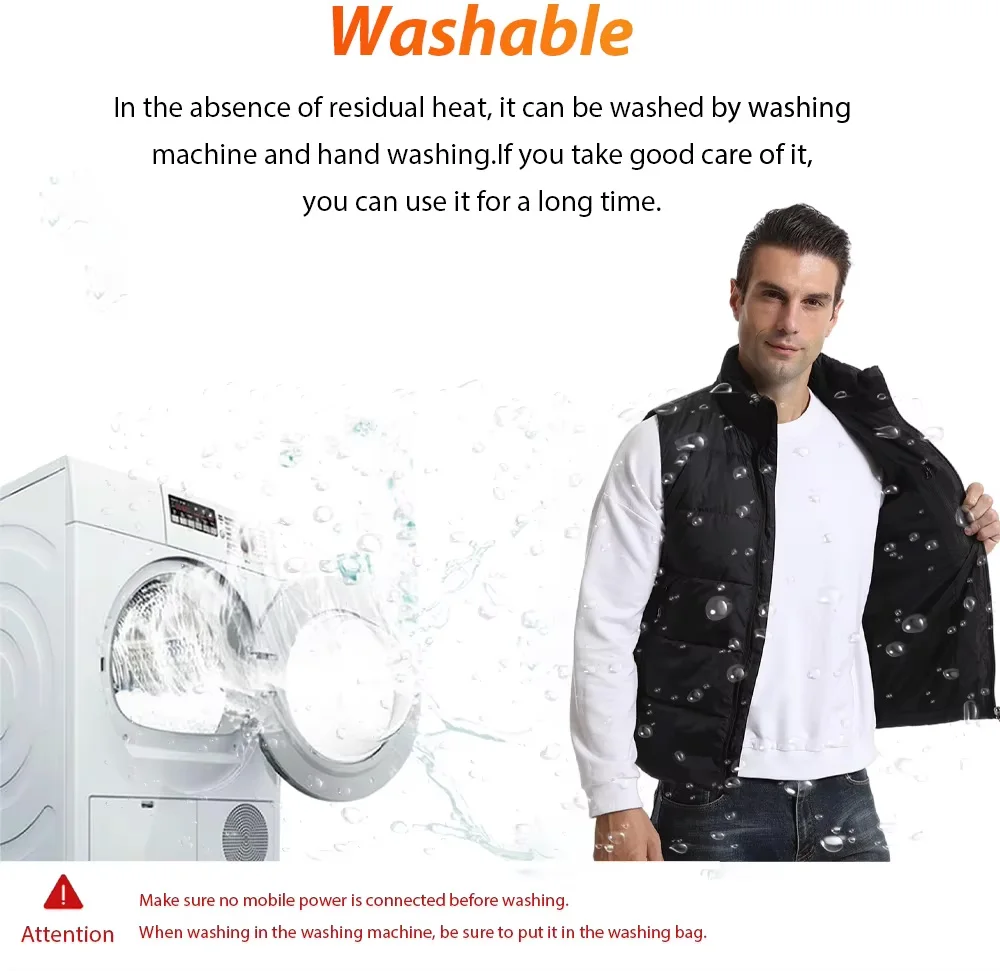 Winter Men Heated Vest USB Electric Self Heating Clothes 15 Areas Couple Style Down Vest Outdoor Warm Lightweight Heated Jacket