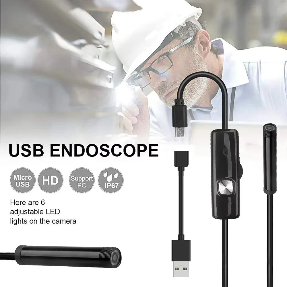 2 IN 1 USB Endoscope for Android Phone Car 7mm Borescope Inspection Snake Camera Industrial Endoscope IP67 Waterproof