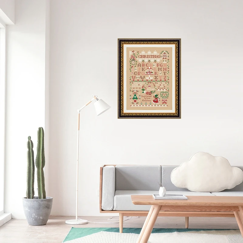 عيد الميلاد فتاة عبر الابره عدة X-mas هدية الكرتون تصميم 14ct 11ct الكتان الكتاني قماش التطريز DIY التطريز