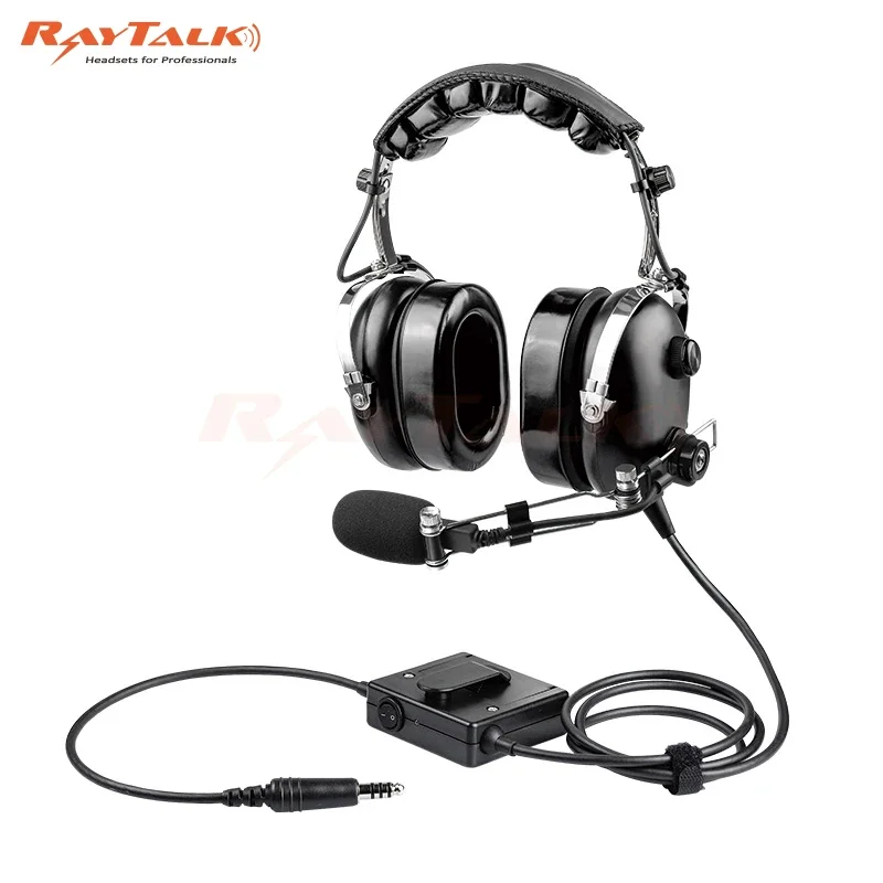 ANR PH-100HC Aviation Headset Metal Bo Om Mic Active Noise Cancelling Communications Pilot Headphone