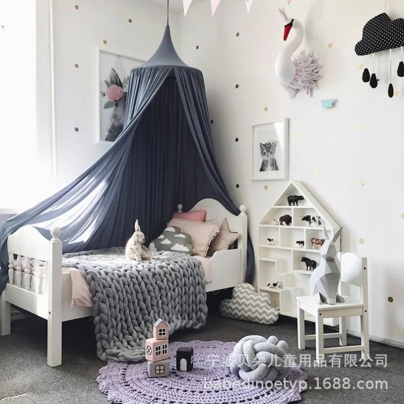 

Custom. Summer New Nordic Round Top Princess Bed Canopy Multiple Materials Top Tent INS Children's Room Mosquito Net Factory Dir