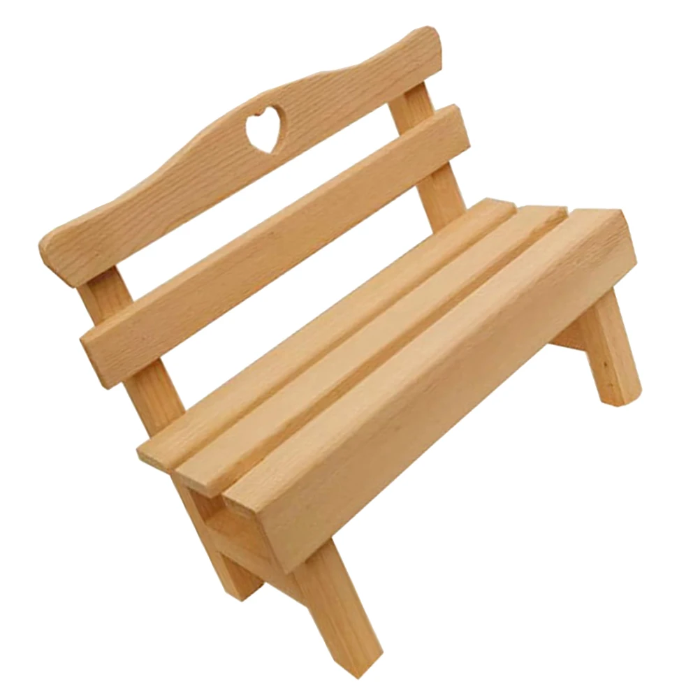 

Miniature Wooden Chair Small Hollow Heart Bench for Dollhouse Furniture Home Decor Toy Garden Accessories Porch Figurine Display