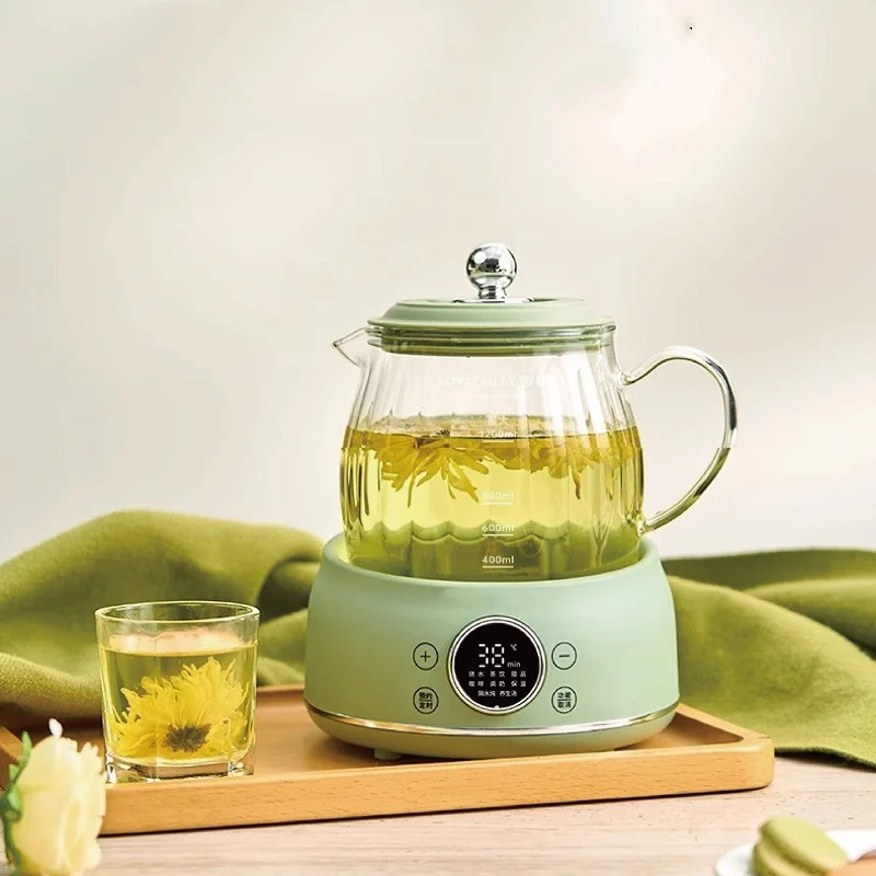 1.2L وعاء الصحة المنزلية وعاء متعدد الوظائف كامل الزجاج إبريق شاي الفواكه غلاية كهربائية السيارات الدفء 24h موعد الحساء كوب كوك