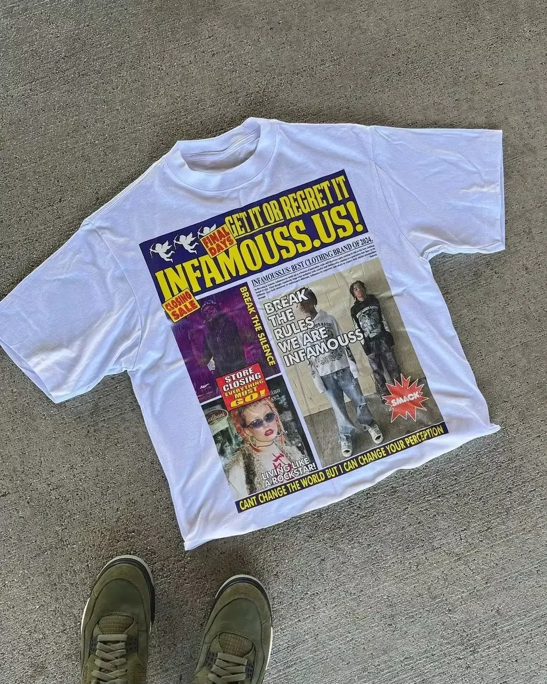 Harajuku American Newspaper Graphic T Shirts Y2k Tops Oversized T Shirt Couple Pro Choice Gothic