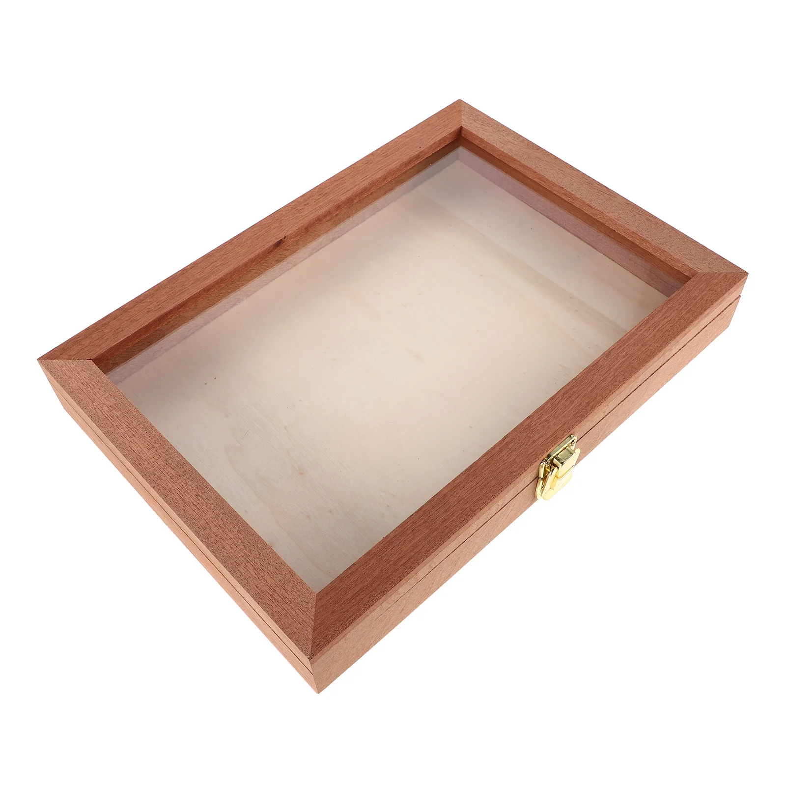 

Rectangular Wooden Storage Box Transparent Lid Natural Wood Finish Dried Flower Specimen Display Butterfly Showcase Rustic Wood