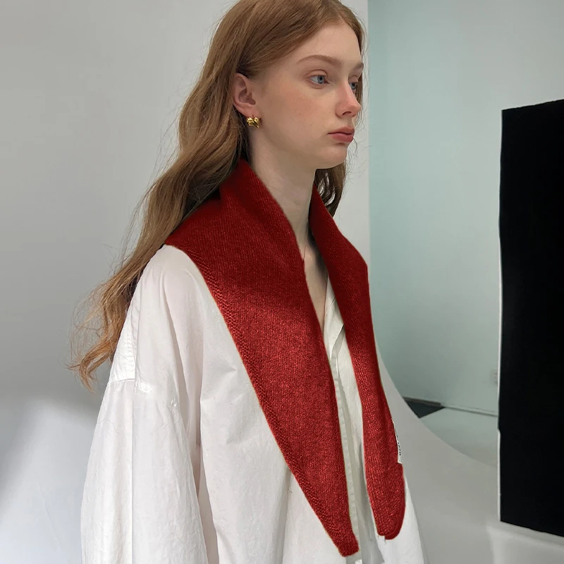 Bufanda de lana de alta calidad para mujer, chal de Cachemira versátil de Color sólido coreano, bufanda triangular para el cuello, otoño e invierno