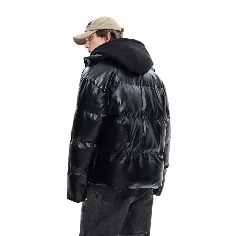 

Новая осенне-зимняя мужская модная толстая хлопковая куртка с воротником-стойкой и съемным капюшоном, свободное повседневное пальто для пар