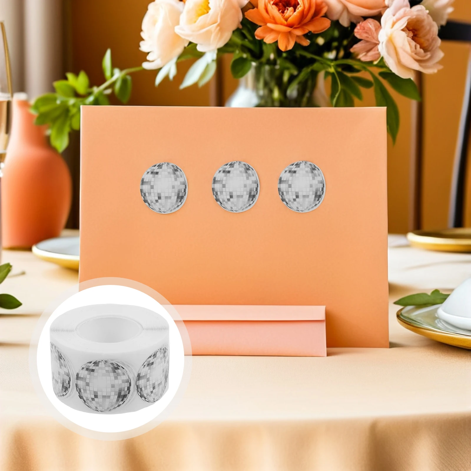 

10 Rolls Party Decoration Stickers Retro Disco Ball Label Sticker for Envelope Craft Sealing DIY Scrapbook Bottle Phone Laptop