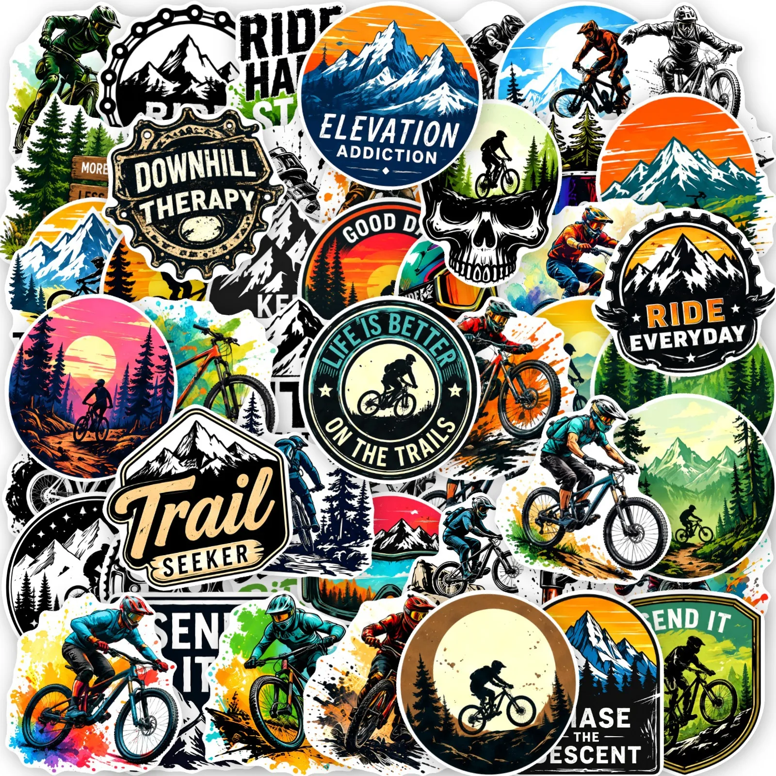 50Pcs Mountain Bike Sports Stickers American Cool Outdoor Off-road Stickers For Helmet Frame DIY Decor Bicycle Water Bottle