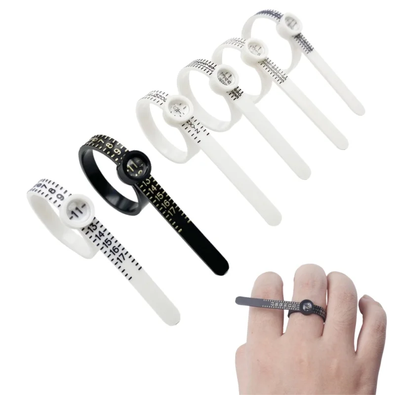 US/UK/EU/HK Size Ring Ruler Ring Measuring Tape Ring Measuring Tool Annular Coil Finger Size Filter with Magnifying Glass