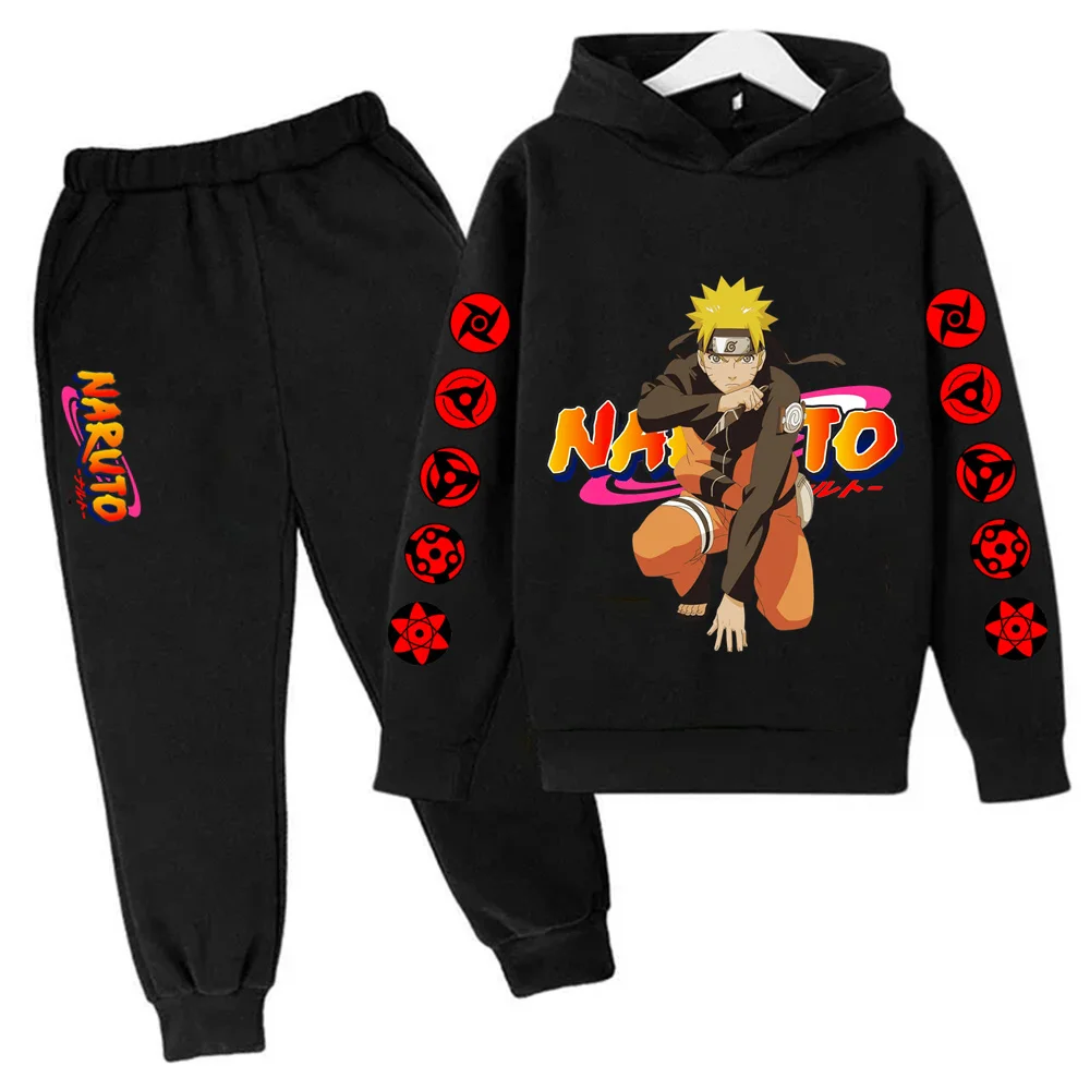 2024 Spring and Autumn New Kids Cartoon Naruto Harajuku Style Jacket Loose Fleece Hoodie Sweater Children Autumn All-match