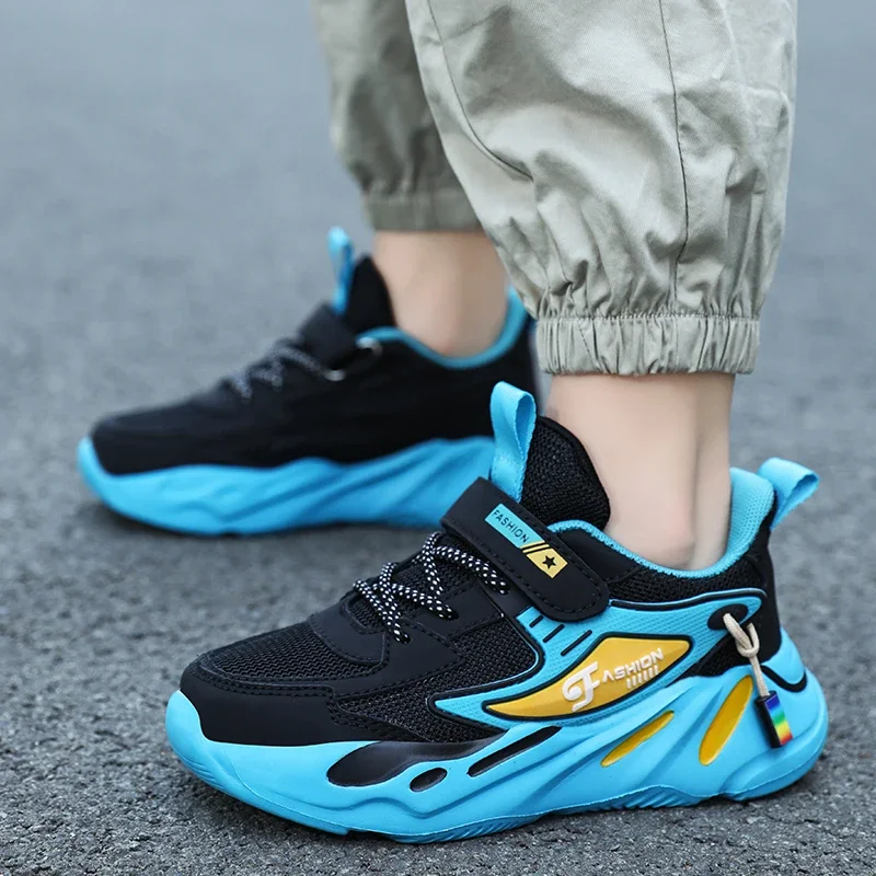 

2023 New Children Sneakers for Boys Mesh Breathable Running Sports Shoes Kids Flat Casual Shoes Big Size 39 40