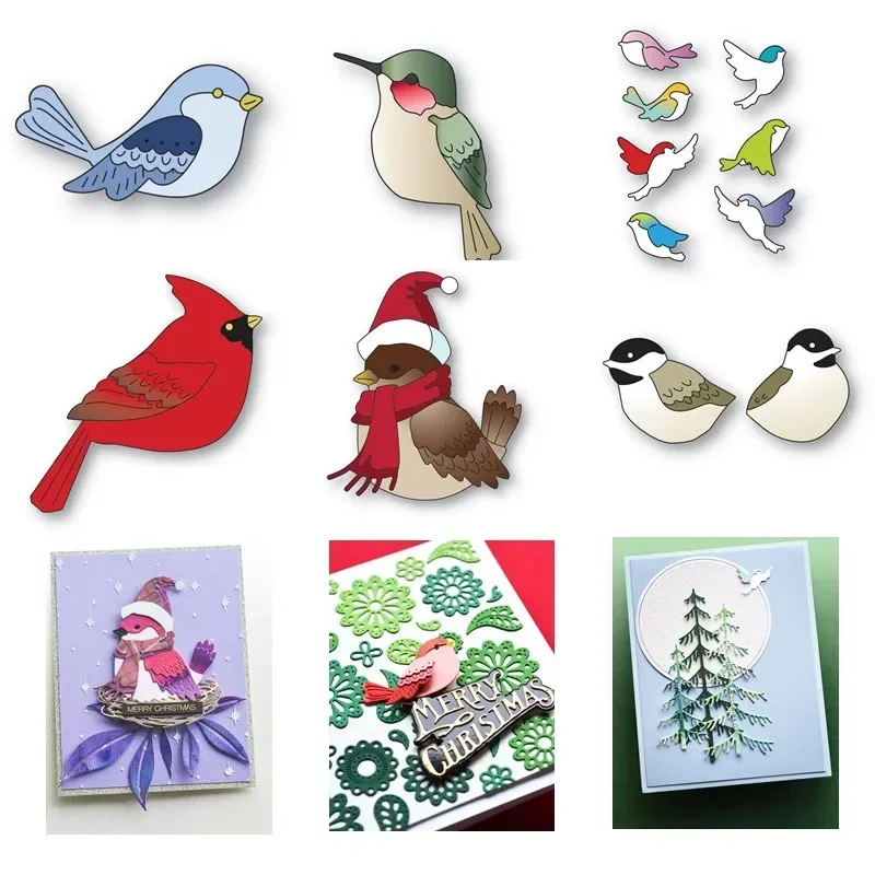 New 2023 Christmas Layered Hummingbird Nordic Bird Bundled Bird Metal Cutting Dies for Scrapbooking Frame Card Craft Supplies