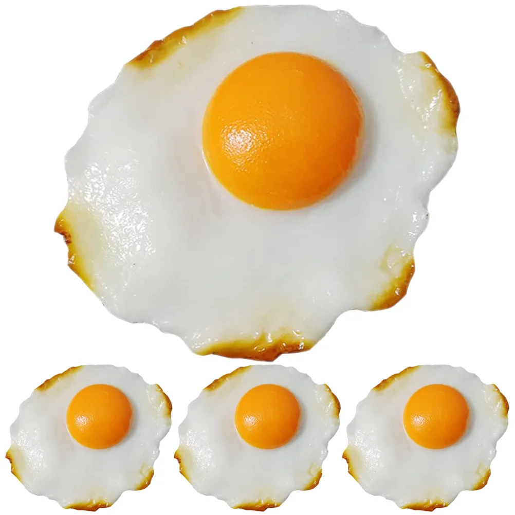 

4 Pcs Mini Eggs Interesting Children Toy Fake Small Fried Model Food Desktop Pvc Omelette Toddler Tabletop Accessory Decor