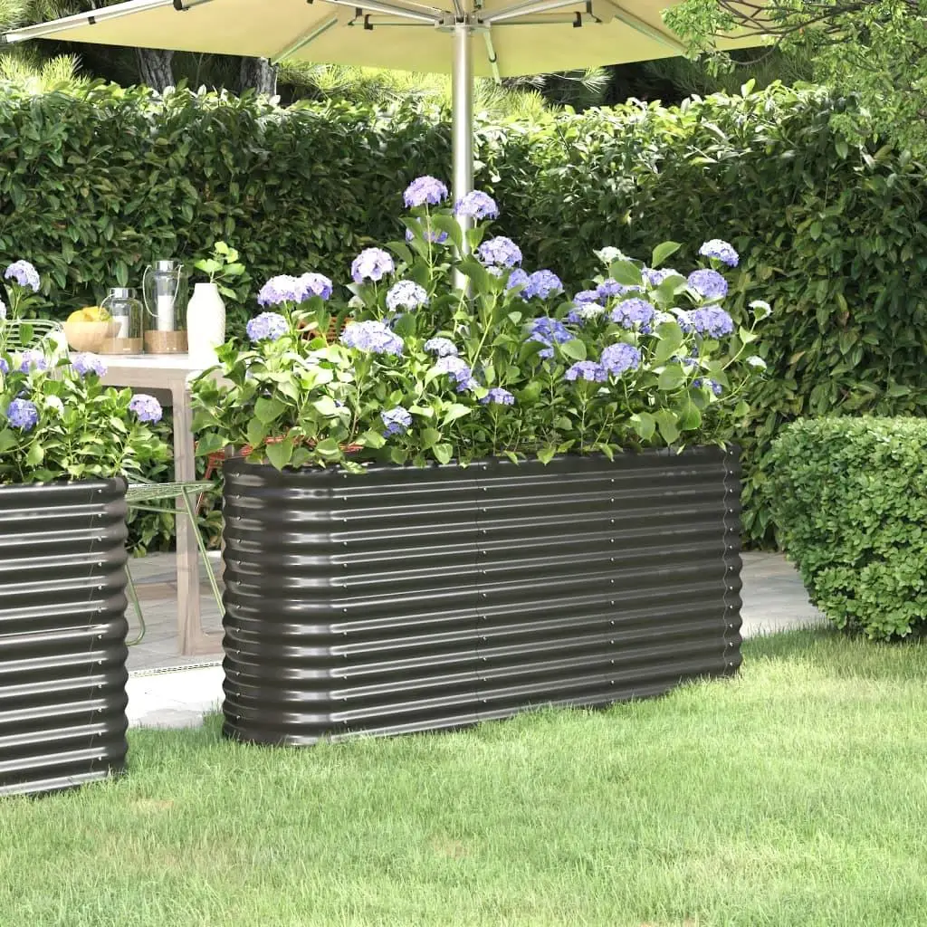 152x40x68 cm Powder-Coated Steel Garden Raised Bed - Durable Anthracite Planter