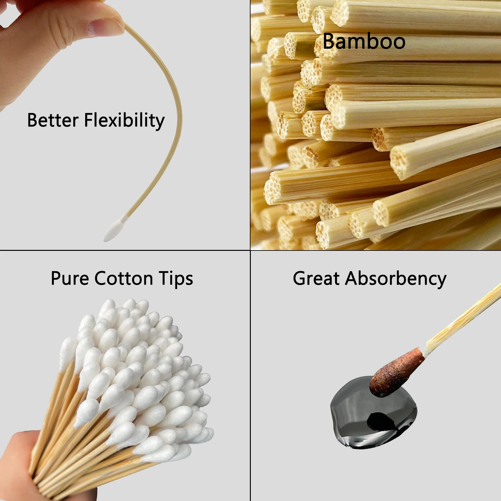 100 PCS Gun Cleaning Swab 6 Inch Long Cotton Swabs for 9mm 5.56mm Pistol Rifle Handgun Gun Cleaning Kit Swabs with Bamboo Handle