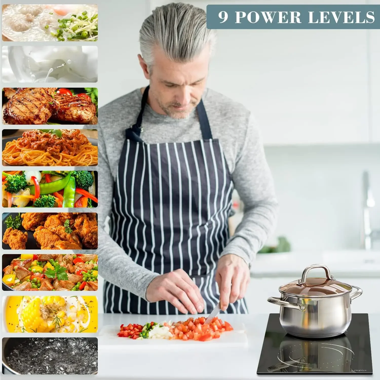 hob 2 Burner Electric Cooktop, 110v Electric Burner Stove Top 12 inch Knob Control Countertop & Built-in Radiant Electric Stove