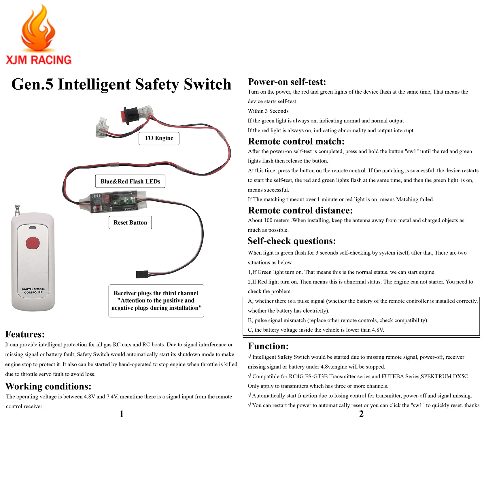 Engine Safety Kill Switch for 1/5 HPI ROFUN ROVAN KM Mcd Gtb Racing Baja 5b 5t 5sc Ss Losi 5ive T FG Rcmk Rc Car Rc Boat Parts