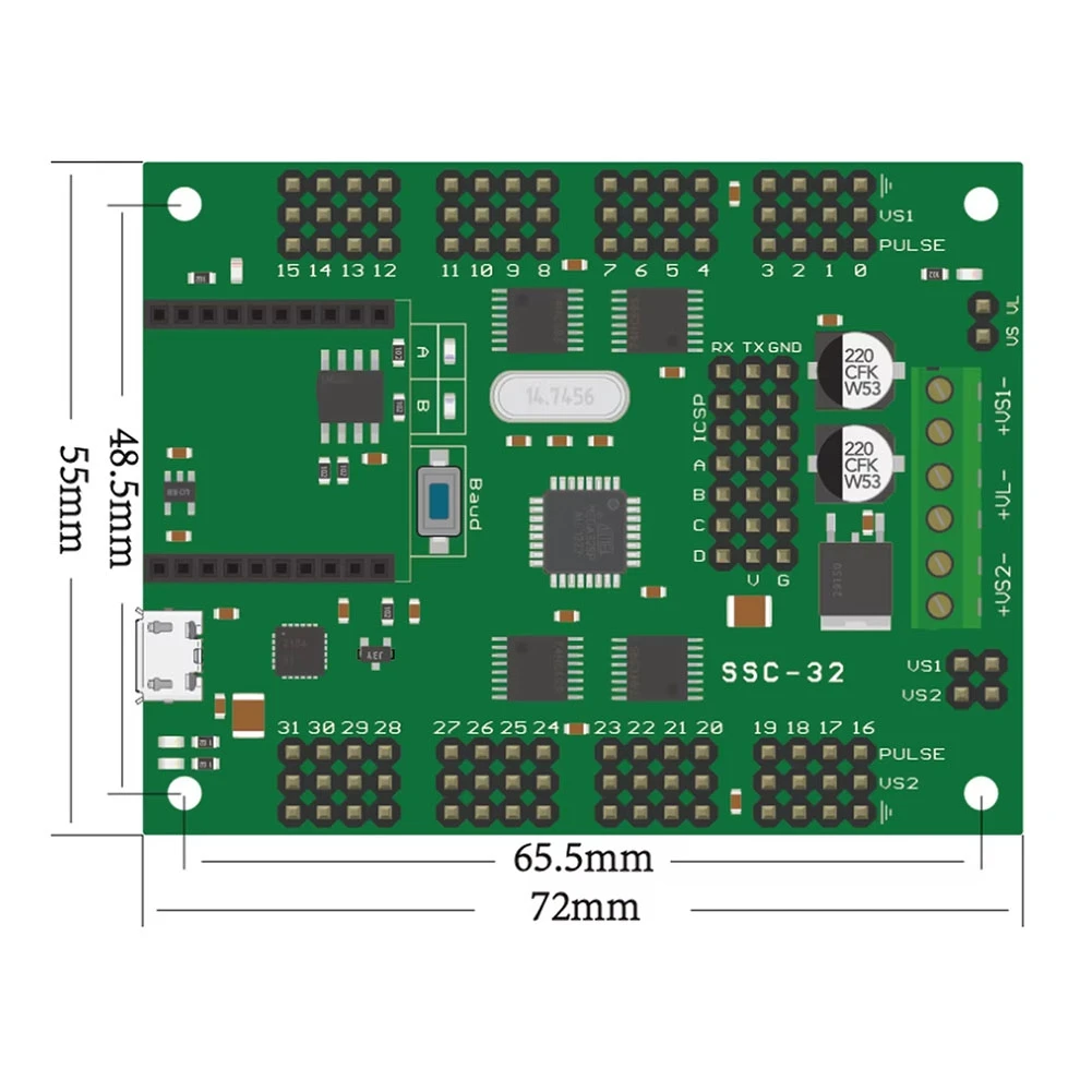 

Servo Controller SSC32-V2.5 32ch Multi-Channel Servo Controller with USB XBEE Interface Fit
