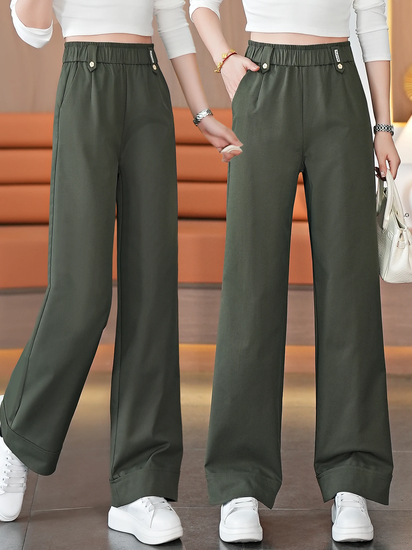

High Waist Wide Leg Pants Women's Spring Autumn Loose Fit Comfortable Straight Cut Trousers Casual High Waist Loose Pants