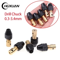 Drill Chuck 0.3-3.4mm Mini 3 Jaw Quick Change Keyless Drill Bit Adapter 2.0/2.35/3.0/3.17/5.0mm Holder Clamp Fixing Device Tools