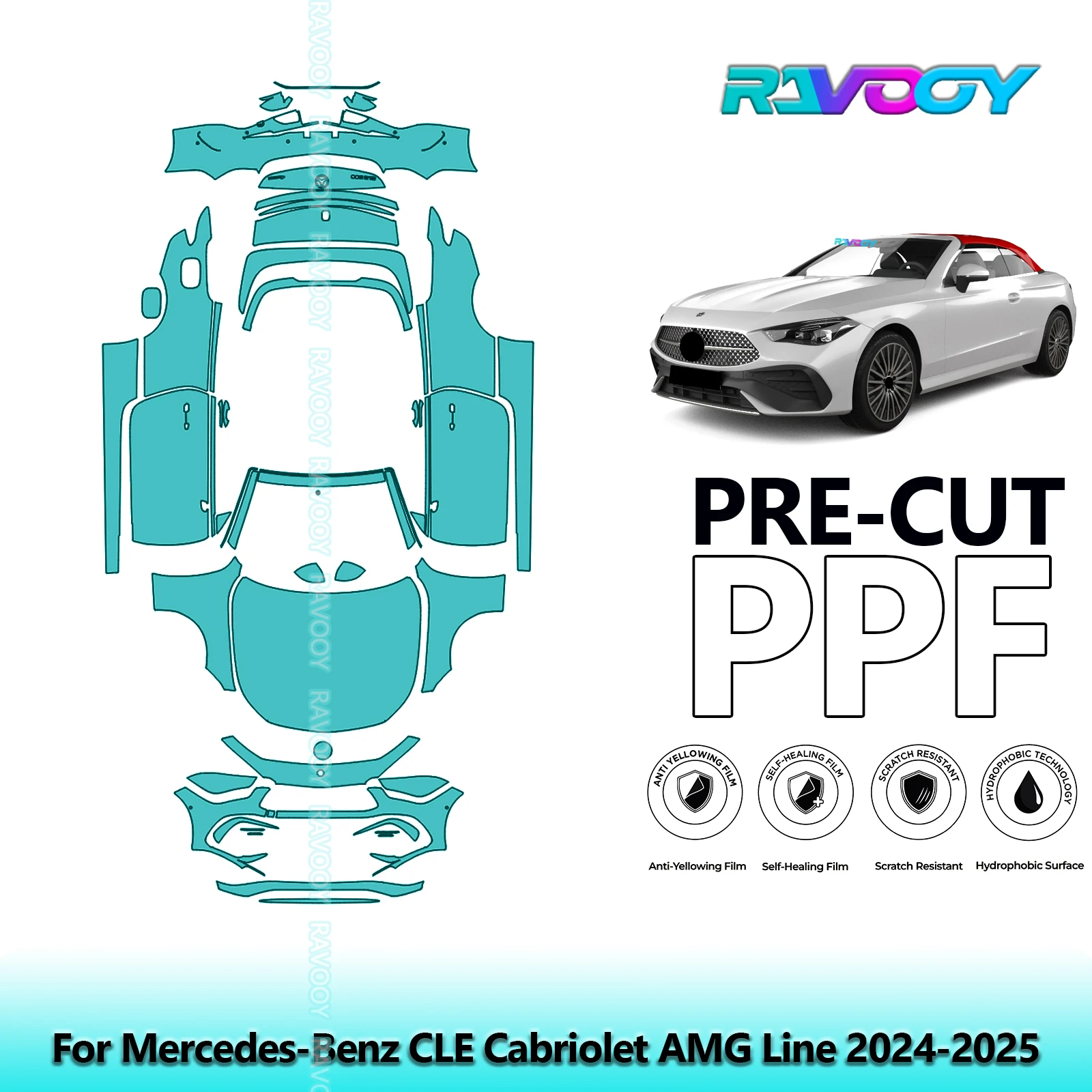 

Full Vehicle Clear Bra Precut PPF Paint Protection Film For Mercedes-Benz CLE Cabriolet AMG Line 2024-2025