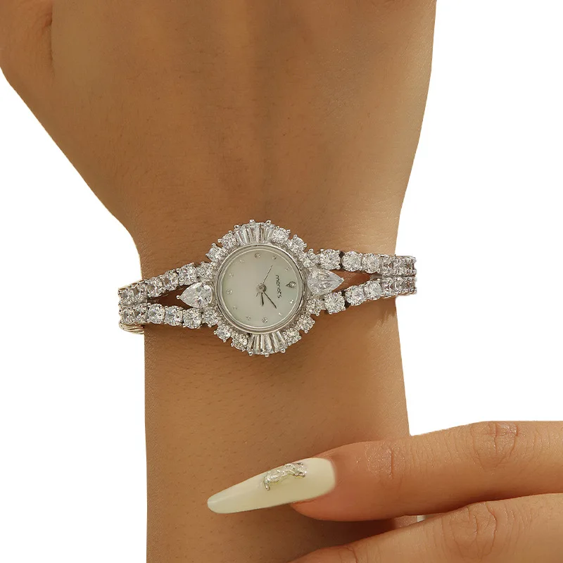 Luxury Women's Watches  Cubic Zirconia Elements Crystal Bracelet Watch for Wedding Party Evening Wear Bride Watches Jewelry Gift