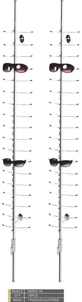 LOC-C-18PC-160CM Aluminium alloy Wall Mounted Sunglasses lens Display Rack