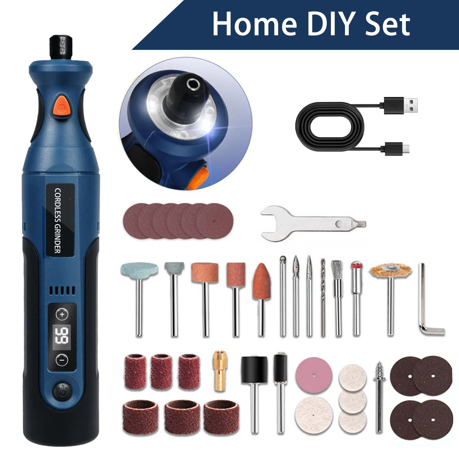 Cordless Rotary Tool Kit Mini, 7.4V 12-Speed Power USB Rechargeable, for DIY Crafts, Wood Carving, Polishing, Sanding, Drilling