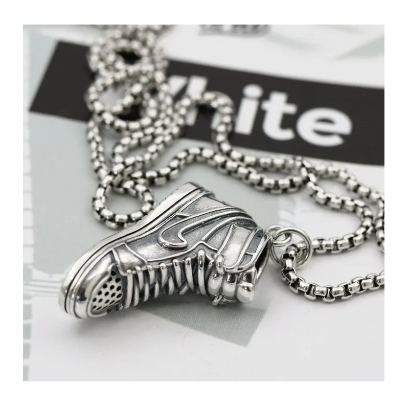 

Thai Silver Necklace Basketball Shoes Pendant Creative Hip Hop Street Dance Trend Pendant Couple Birthday Gift
