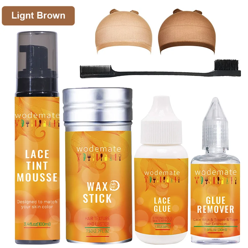 

Lace Wig Glue and Adhesive Remover Set Waterpoof Lace Glue Strong Hold Hair Glue for Toupee Frontal+Lace Tint Spray for Wigs B