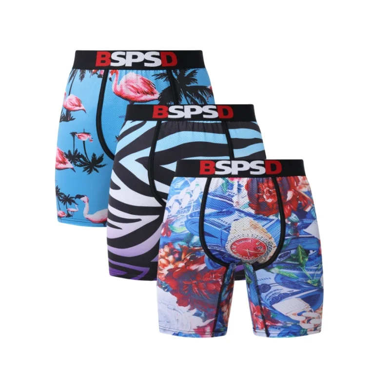

3Pcs Sexy Men's Boxer Briefs Breathable Summer Underwear Fashion Print Man Panties Lingerie Plus Size S-XXL Comfor Boxershorts