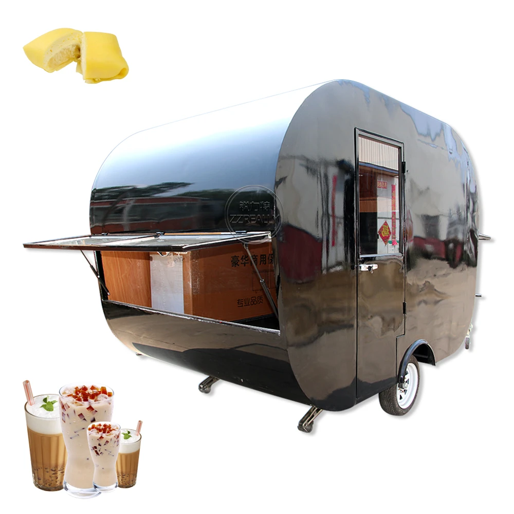 In Stock Coffee Caravan Mobile Food Truck Trailer Catering Equipment Kitchen Food Processing Hot Dog Ice Cream Cart Vending