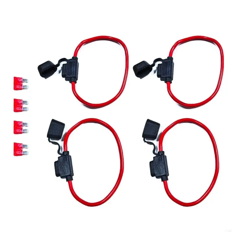 Pacchetto 4 robusti inline ottoni Fusibili 12V con accessorio da fusibili 40A per l'illuminazione per auto e golf C7AC